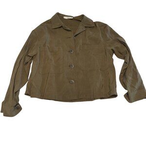 Mango MNG Brown Collared Long Sleeve Shirt Jacket Women's 2